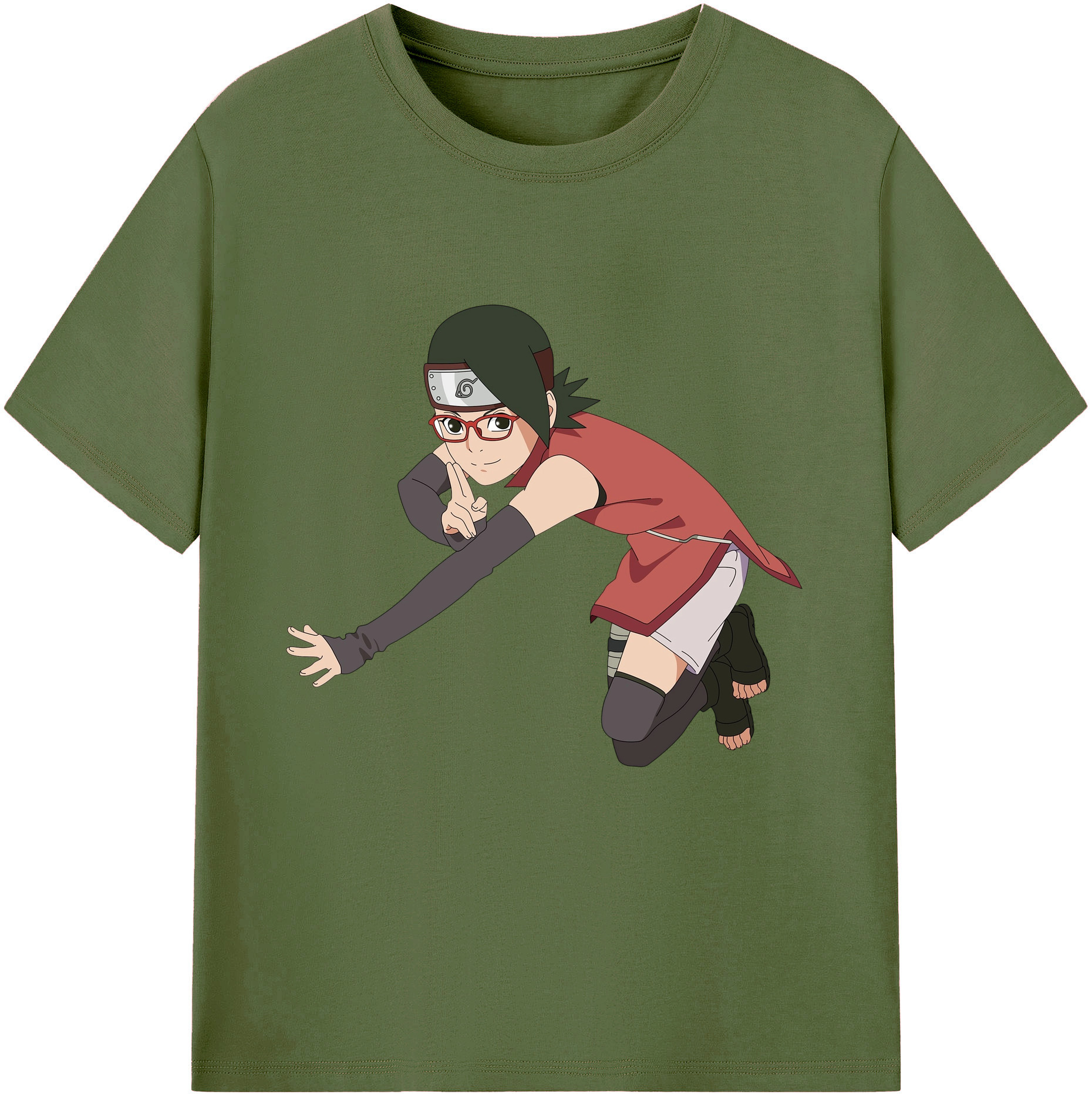 （画像用） NARUTO -ナルト- うちは サラダ Uchiha Sarada 綿100％半袖Tシャツ（フロントプリント）